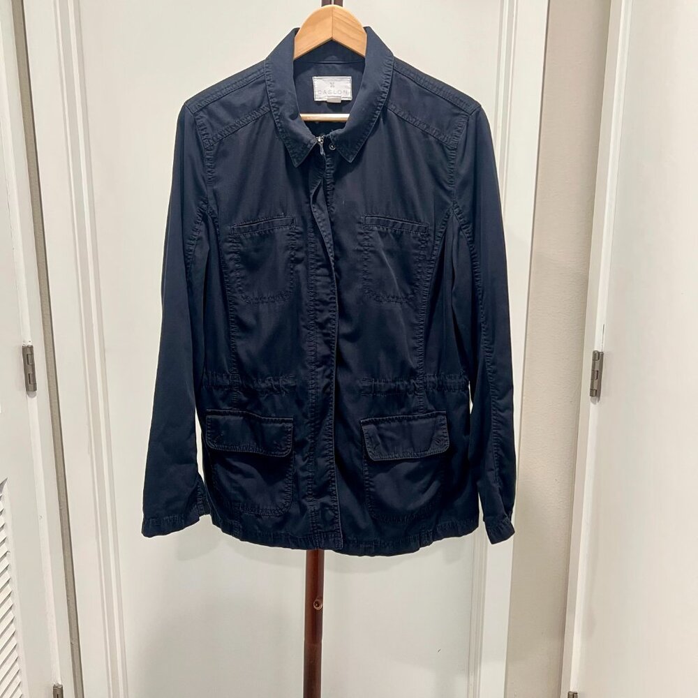 Caslon - Lightweight Cotton/Lycocell Utility Jacket Size Large - Black